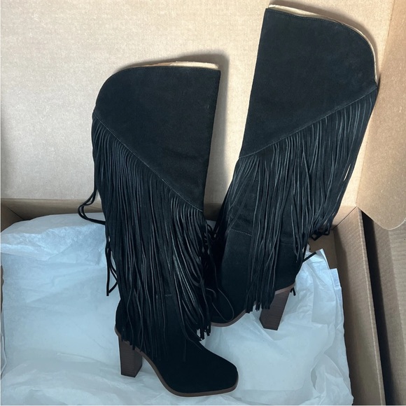 Jessica Simpson Shoes Jessica Simpson Asire Black Suede Fringe High
